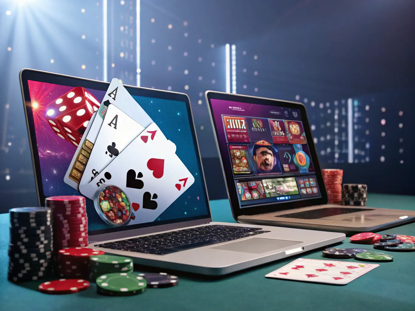 An engaging image of a digital casino table with vibrant graphics and players enjoying the game, showcasing the excitement of online casino gaming.